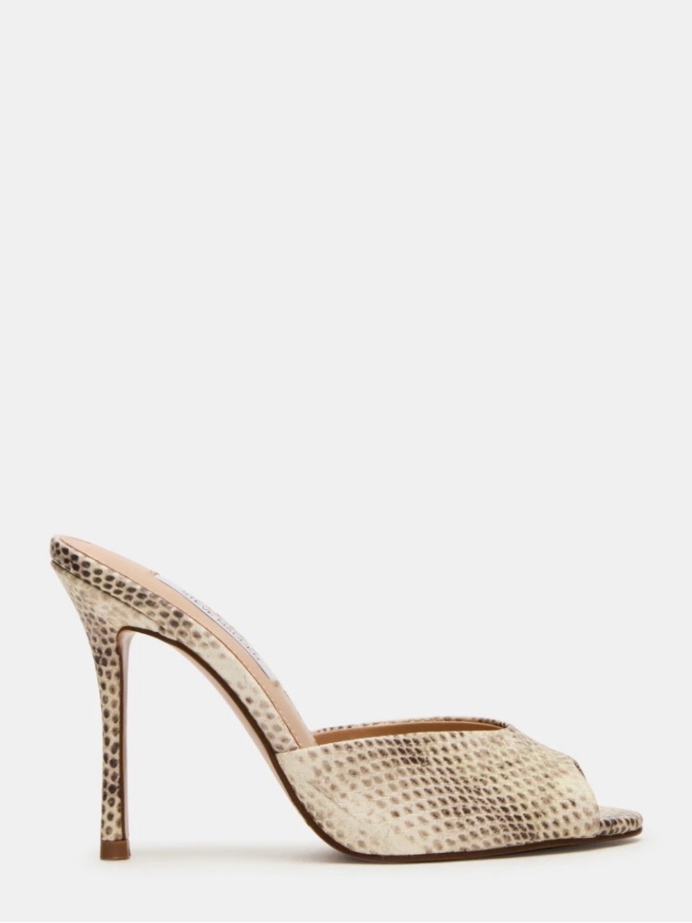 Steve Madden Beige Snake-Print Open-Toe Stiletto Mule